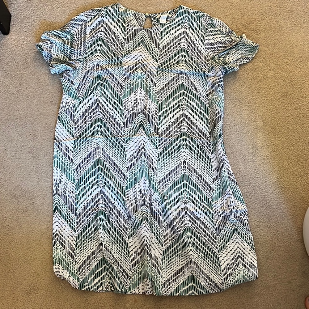 Green pattern oversized shirt tunic dress